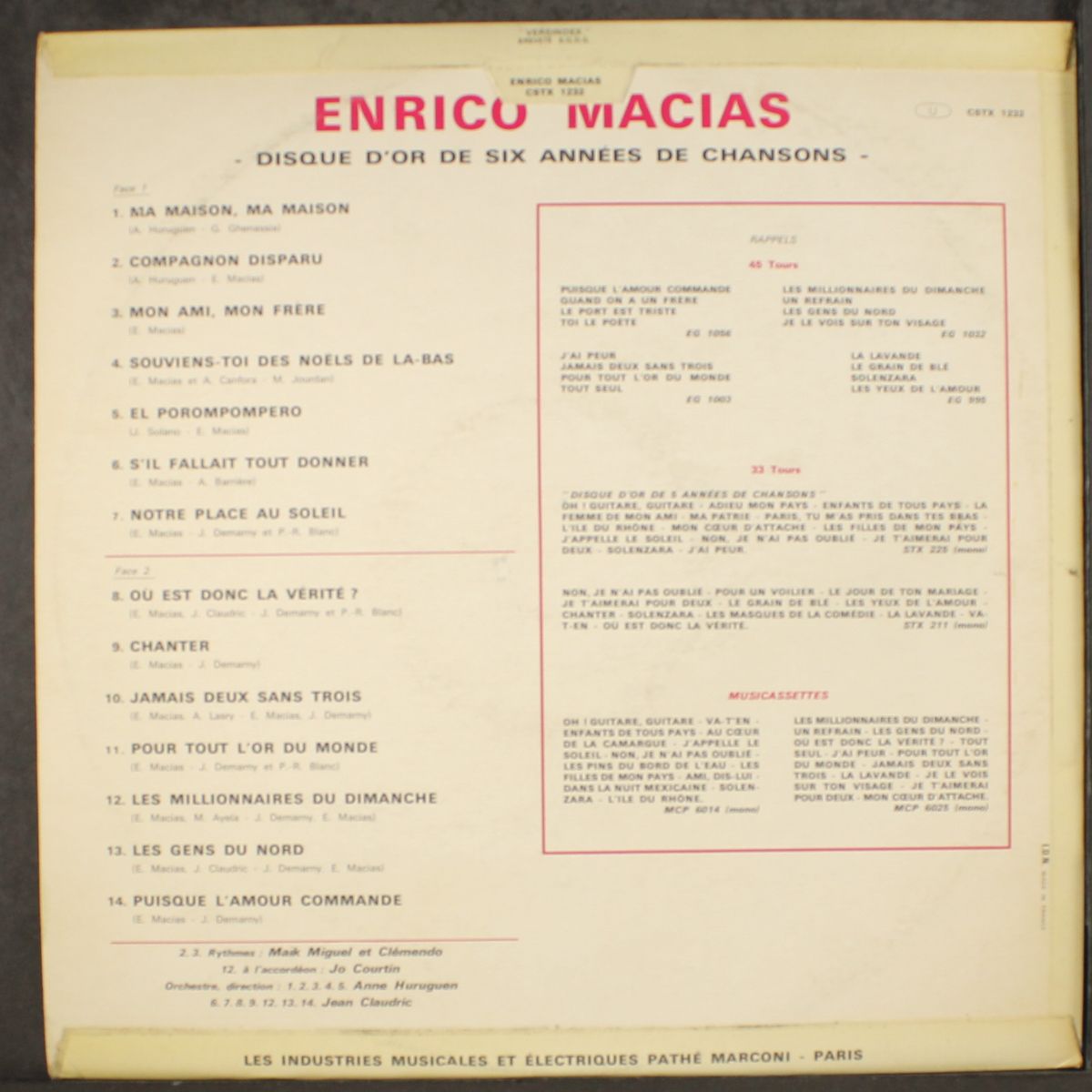 disque d'or de six annees de chansons no. 2 by ENRICO MACIAS