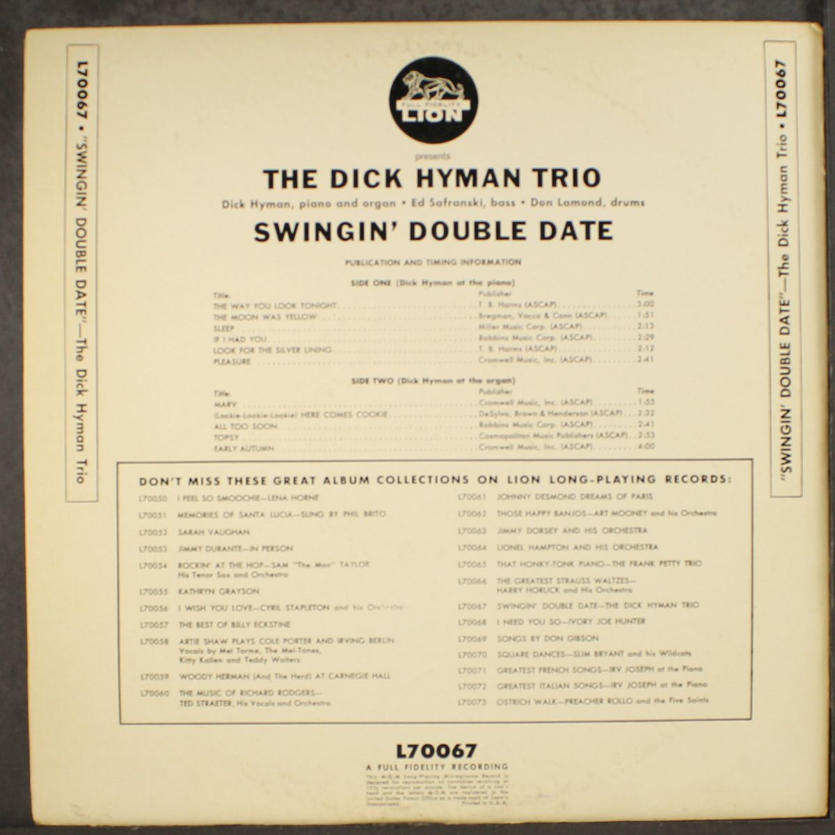 swingin' double date by DICK HYMAN