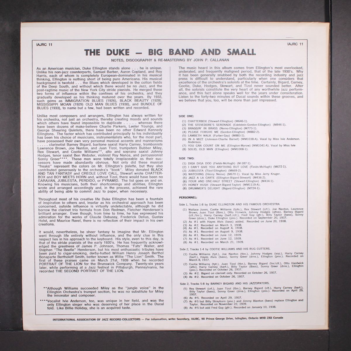 the duke, big band and small by DUKE ELLINGTON