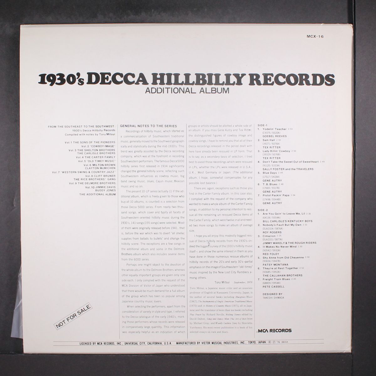 1930's decca hillbilly records by VARIOUS