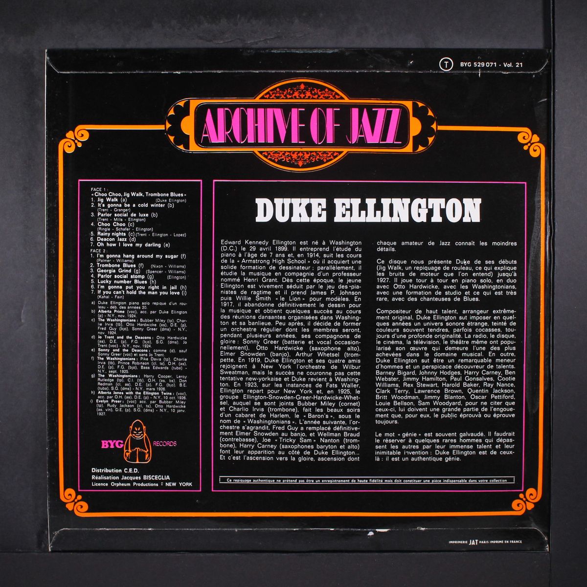 archive of jazz volume 21 - choo choo - jig walk - trombone blues by DUKE ELLINGTON