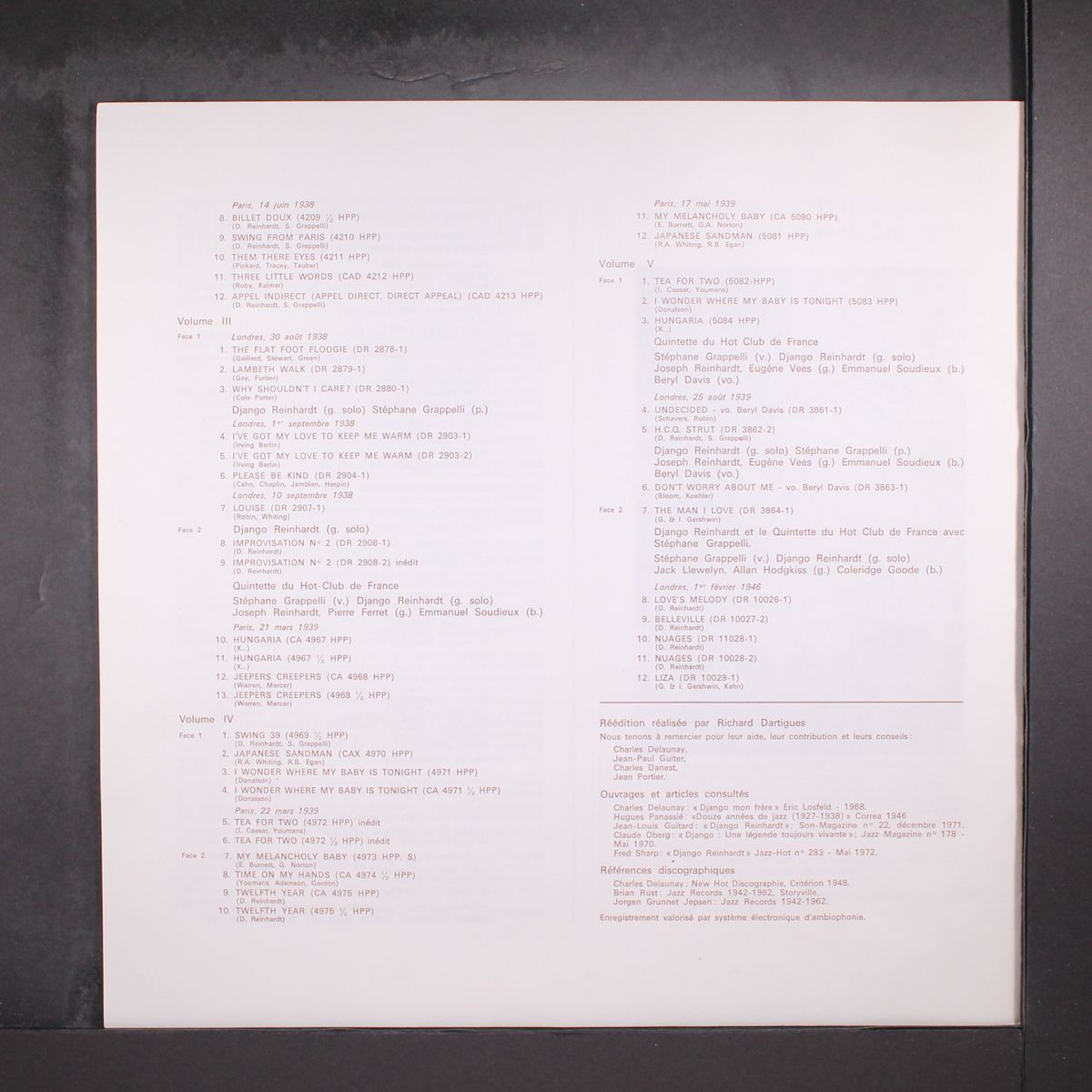 intégrale 1935-1946 volumes i à v by DJANGO REINHARDT