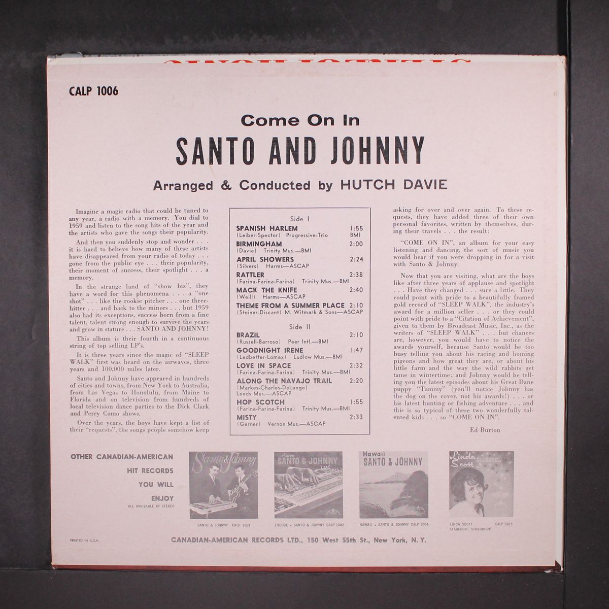 come on in by SANTO & JOHNNY