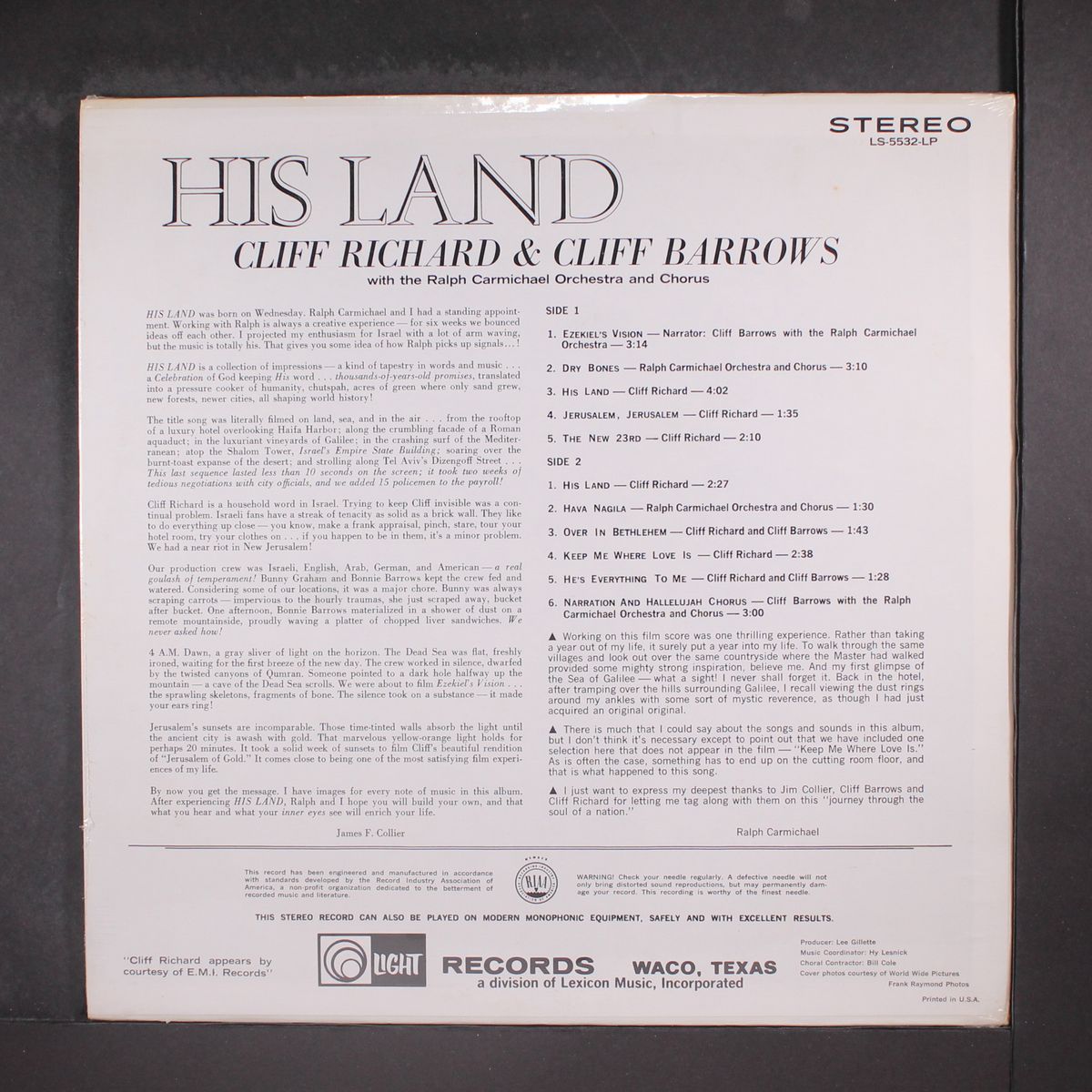 his land soundtrack by CLIFF RICHARD