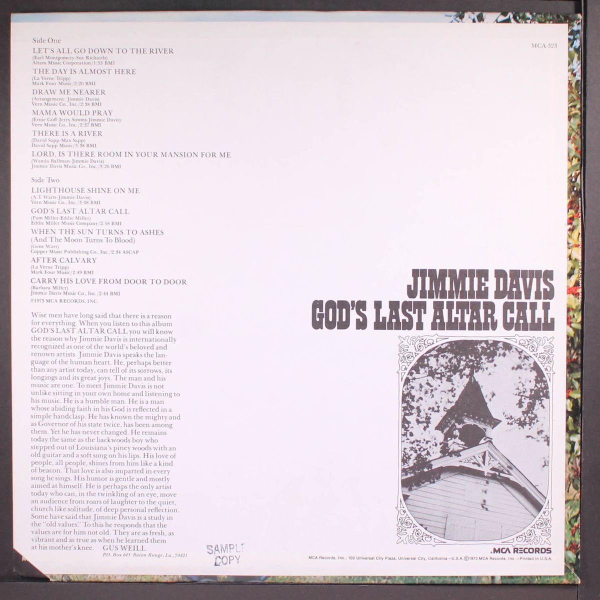 god's last altar call by JIMMIE DAVIS