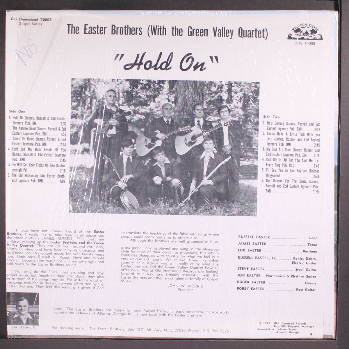 hold on by EASTER BROTHERS & GREEN VALLEY QUARTET