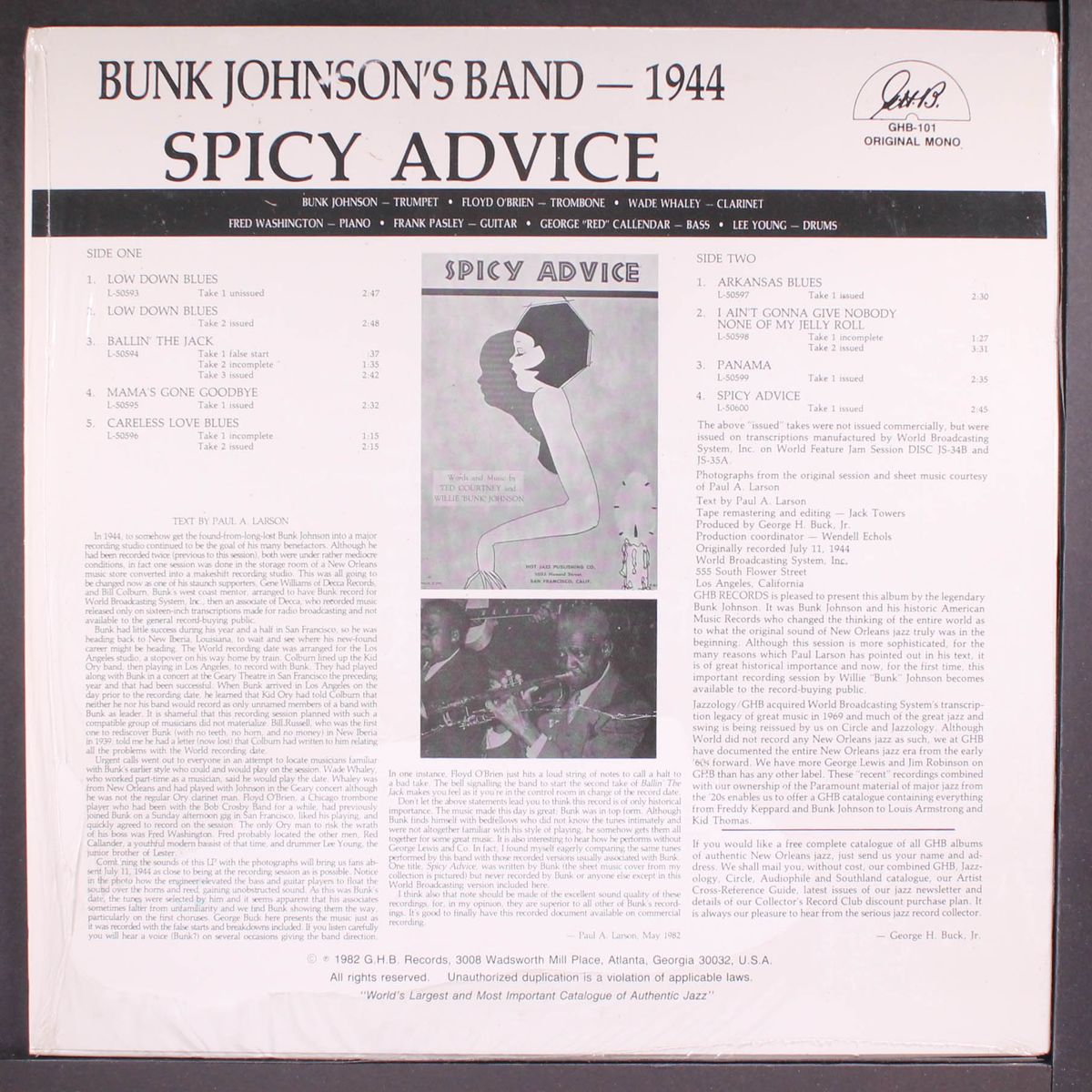 spicy advice by BUNK JOHNSON