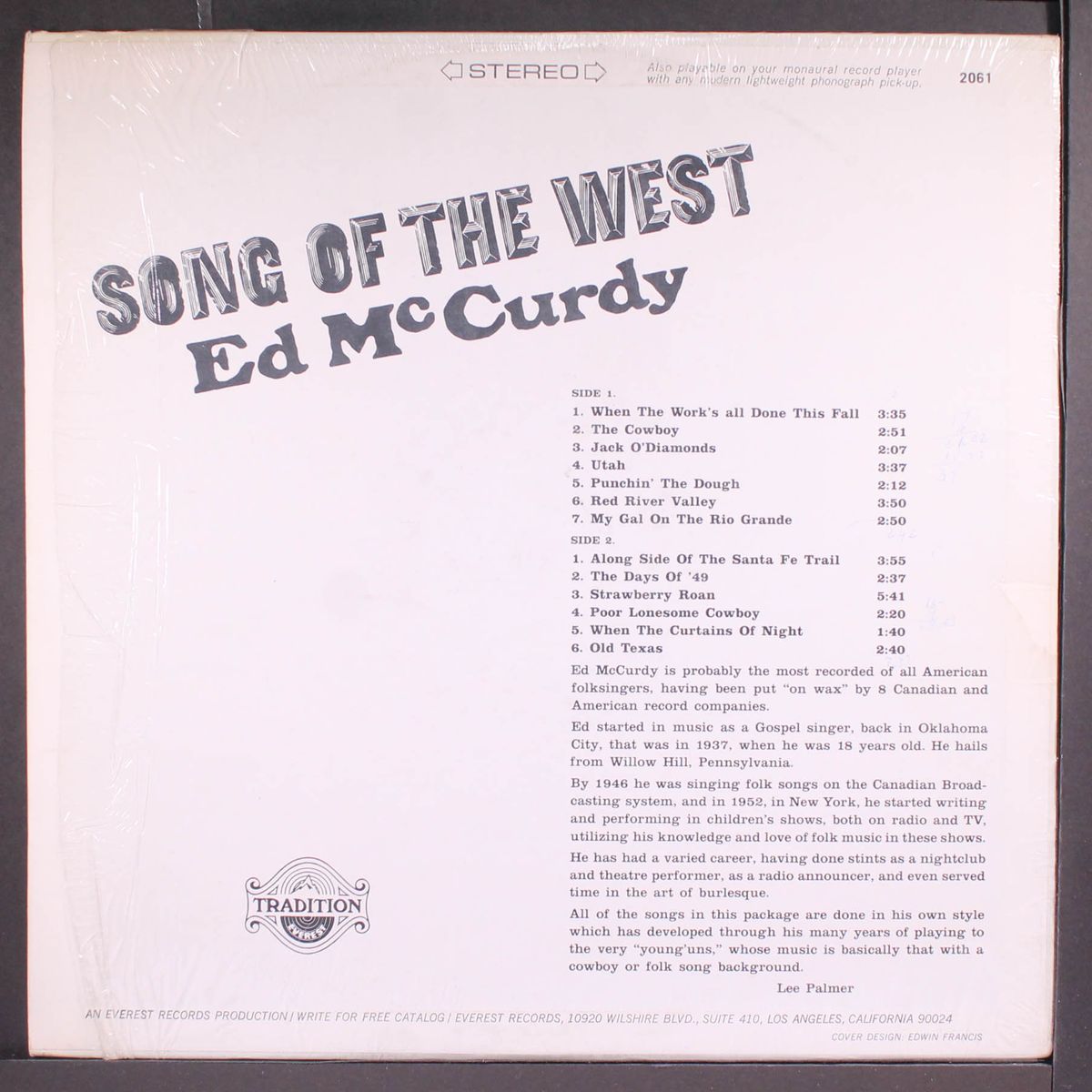 song of the west by ED MCCURDY