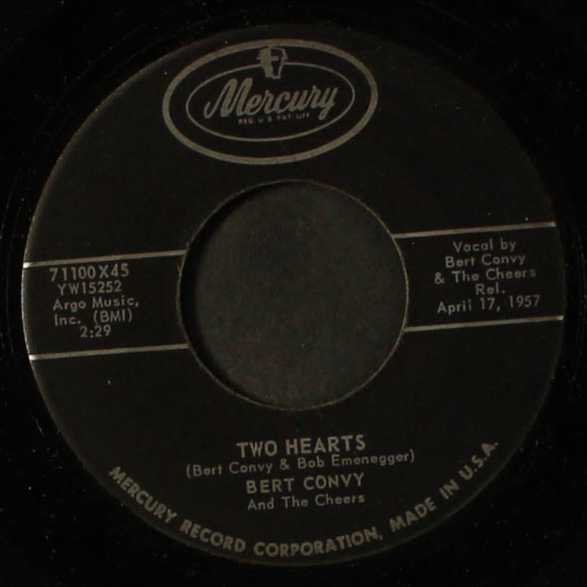 two hearts / you never have time by BERT CONVY & CHEERS