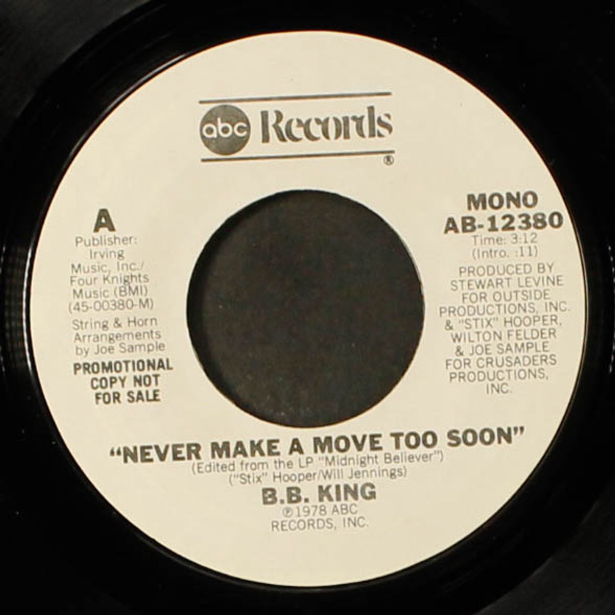 never make a move too soon / mono by B.B. KING