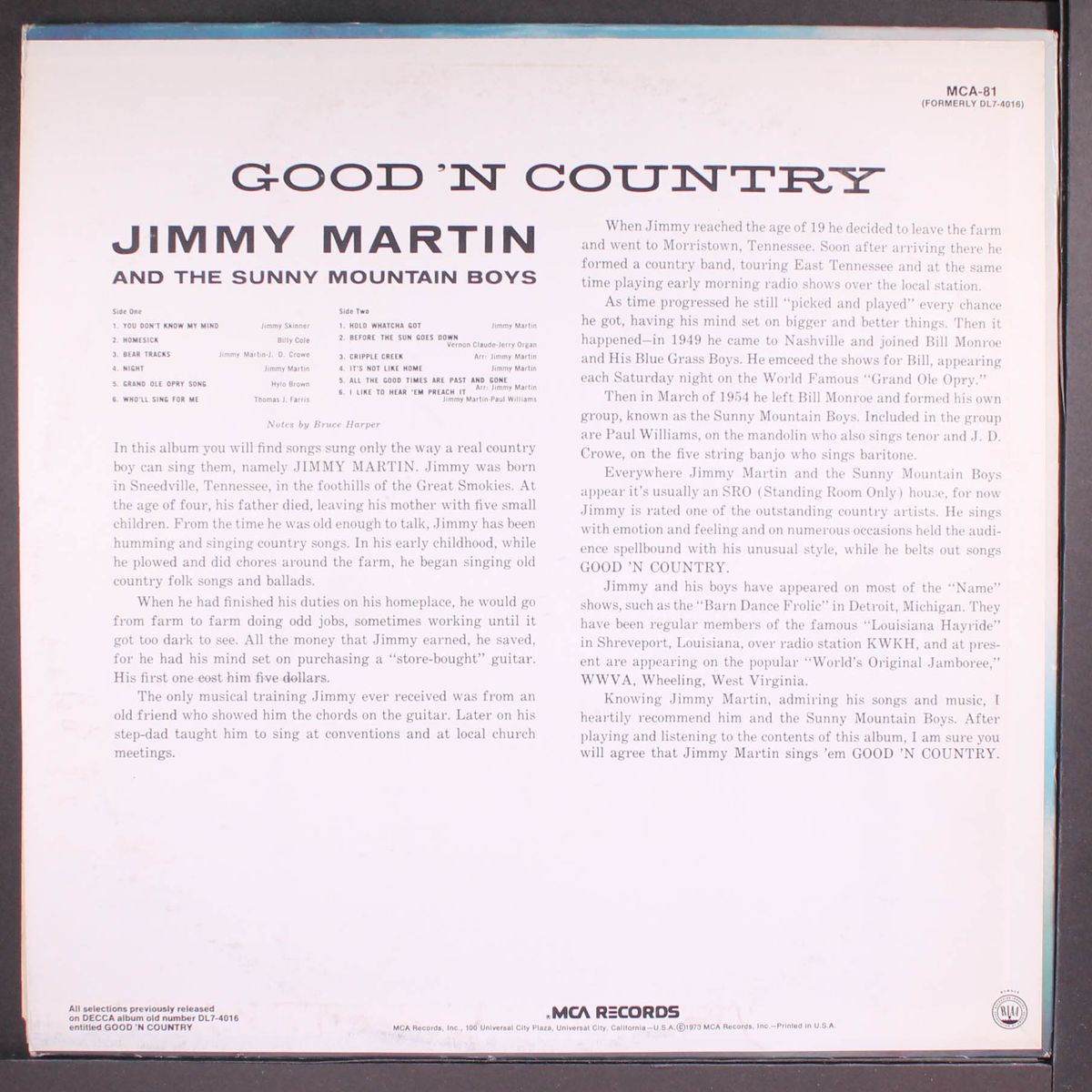 good 'n country by JIMMY MARTIN