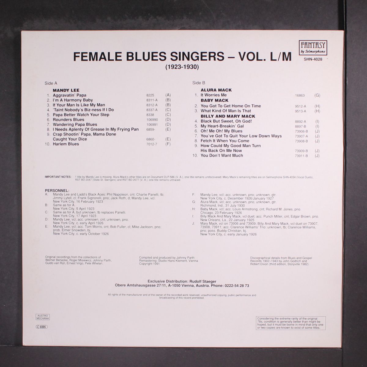 female blues singers volume l/m (1923-1930 ) by VARIOUS