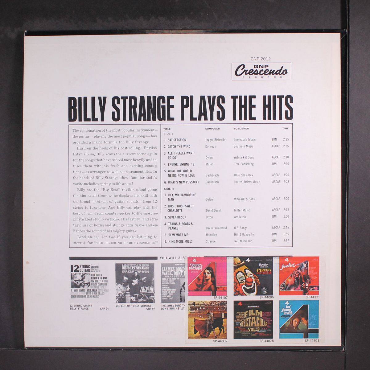 plays the hits by BILLY STRANGE