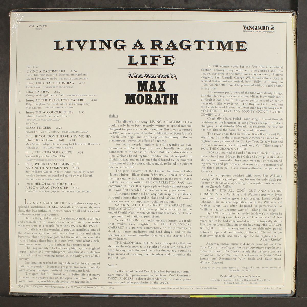living a ragtime life by MAX MORATH