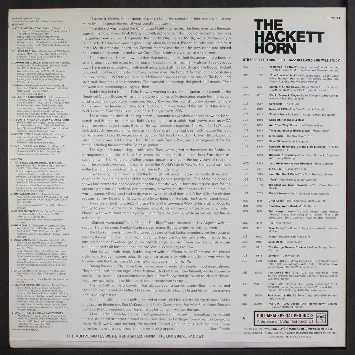 the hackett horn by BOBBY HACKETT