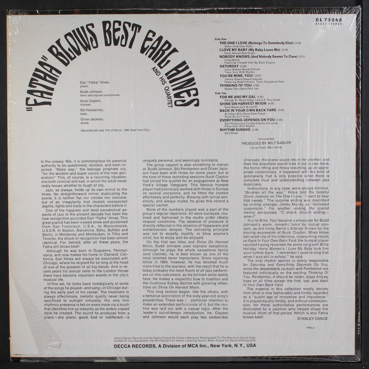 fatha blows best by EARL "FATHA" HINES