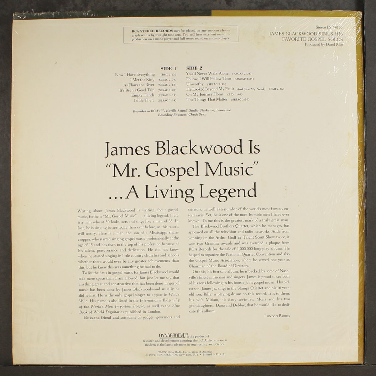 sings his favorite gospel solos by JAMES BLACKWOOD