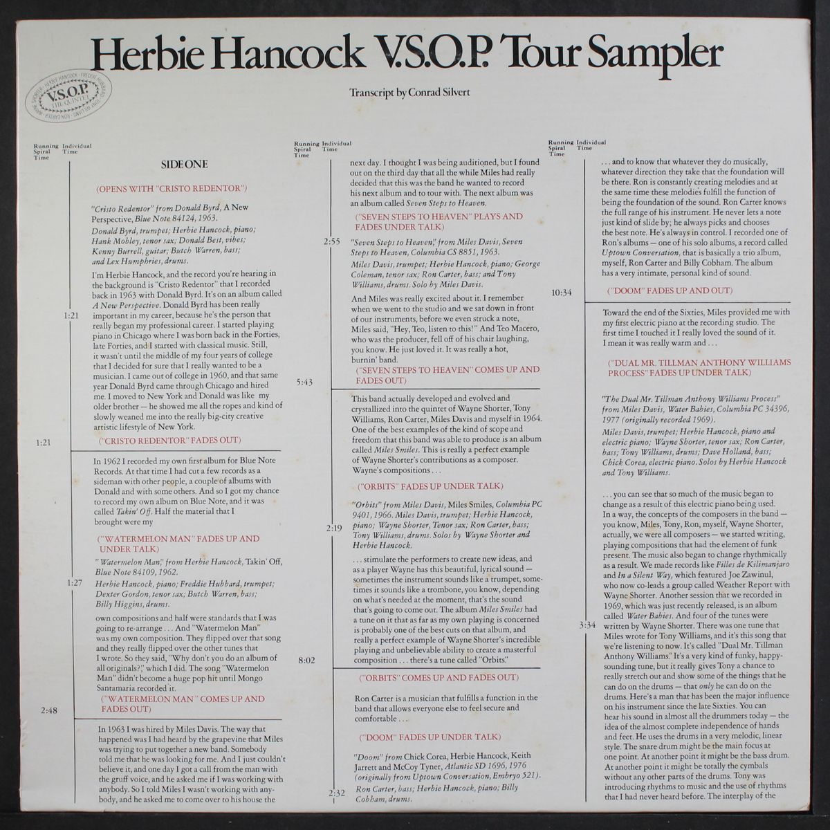 v.s.o.p. tour sampler by HERBIE HANCOCK