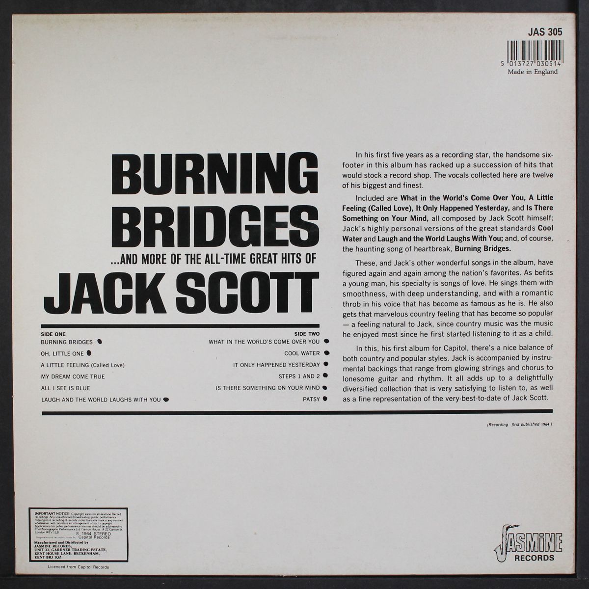 burning bridges by JACK SCOTT