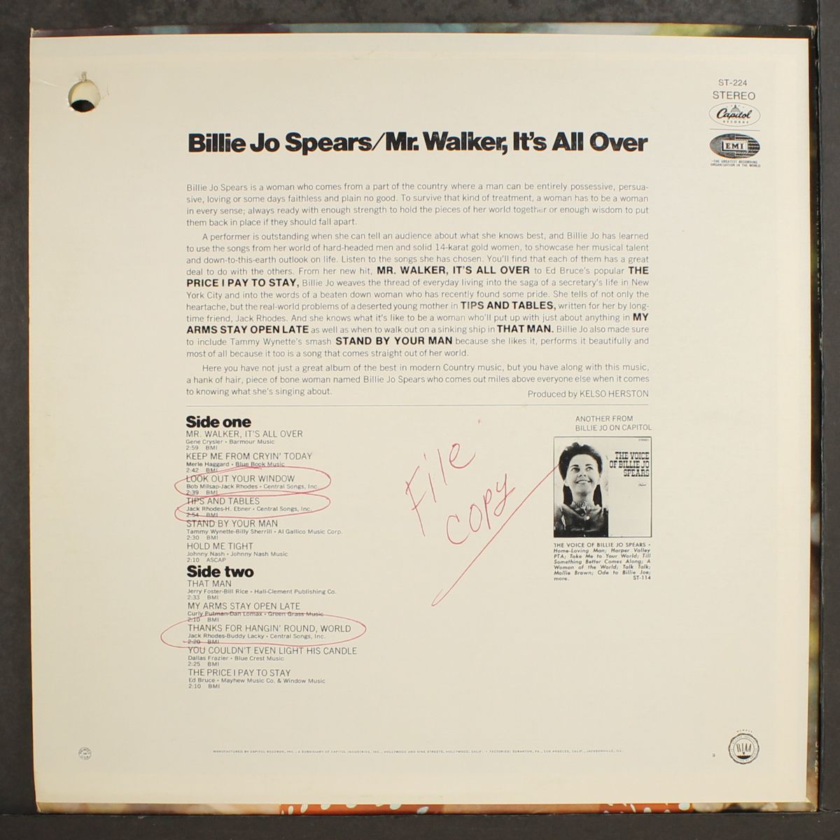 mr. walker, it's all over by BILLIE JO SPEARS