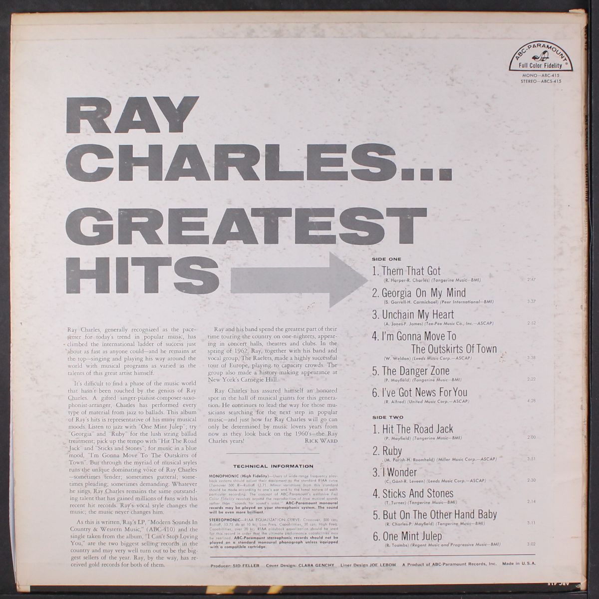 greatest hits by RAY CHARLES
