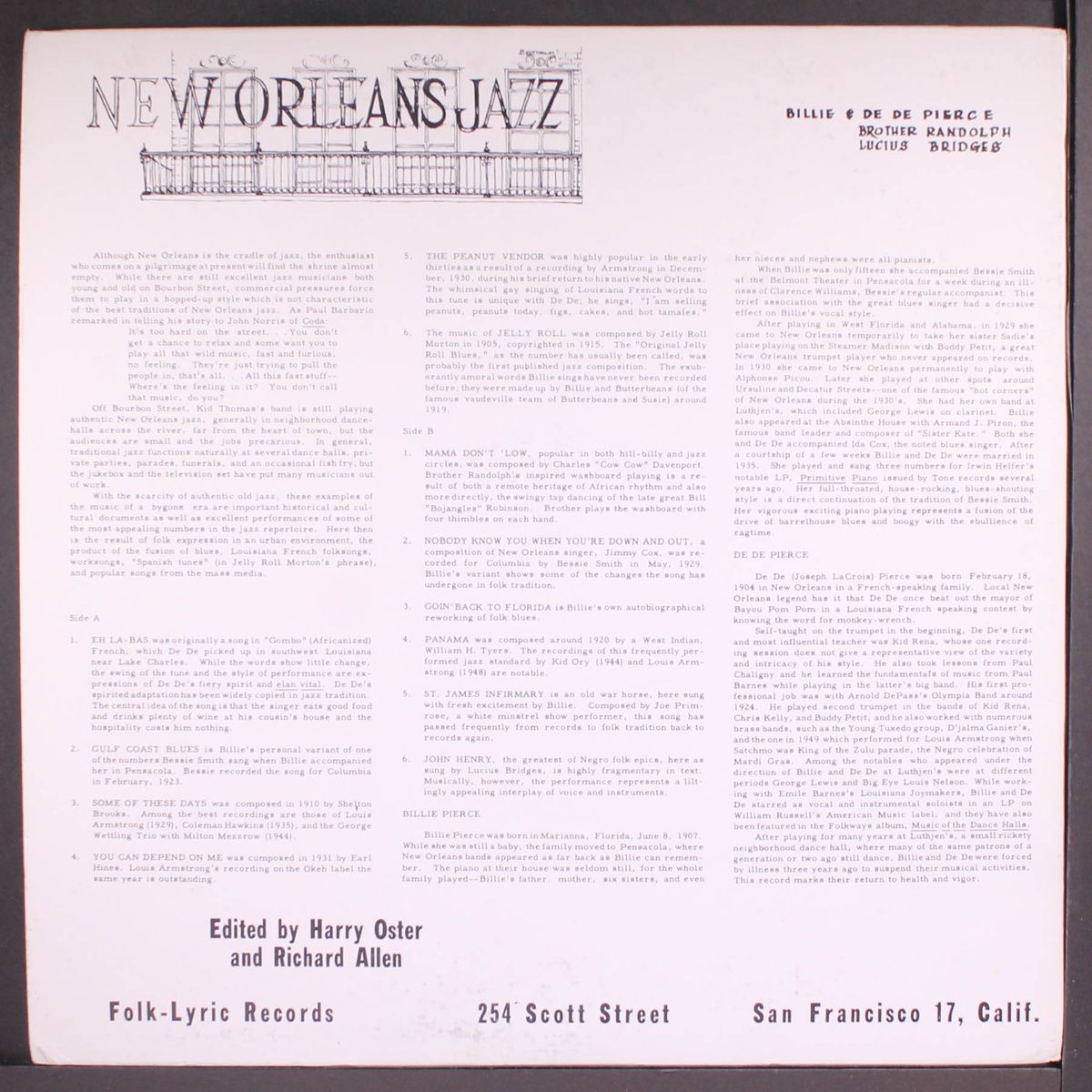 new orleans jazz by BILLIE & DE DE PIERCE