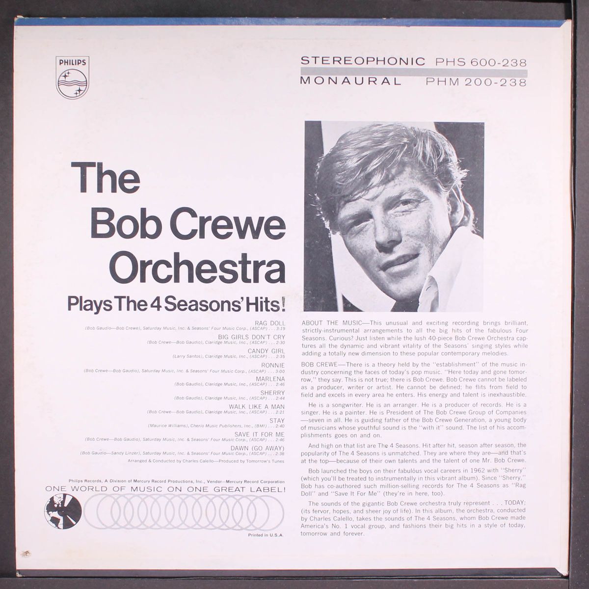 plays the 4 seasons' hits by BOB CREWE