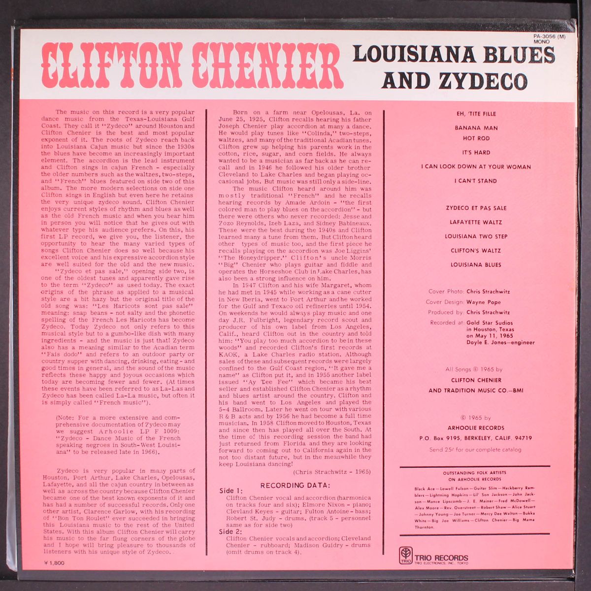 louisiana blues and zydeco by CLIFTON CHENIER