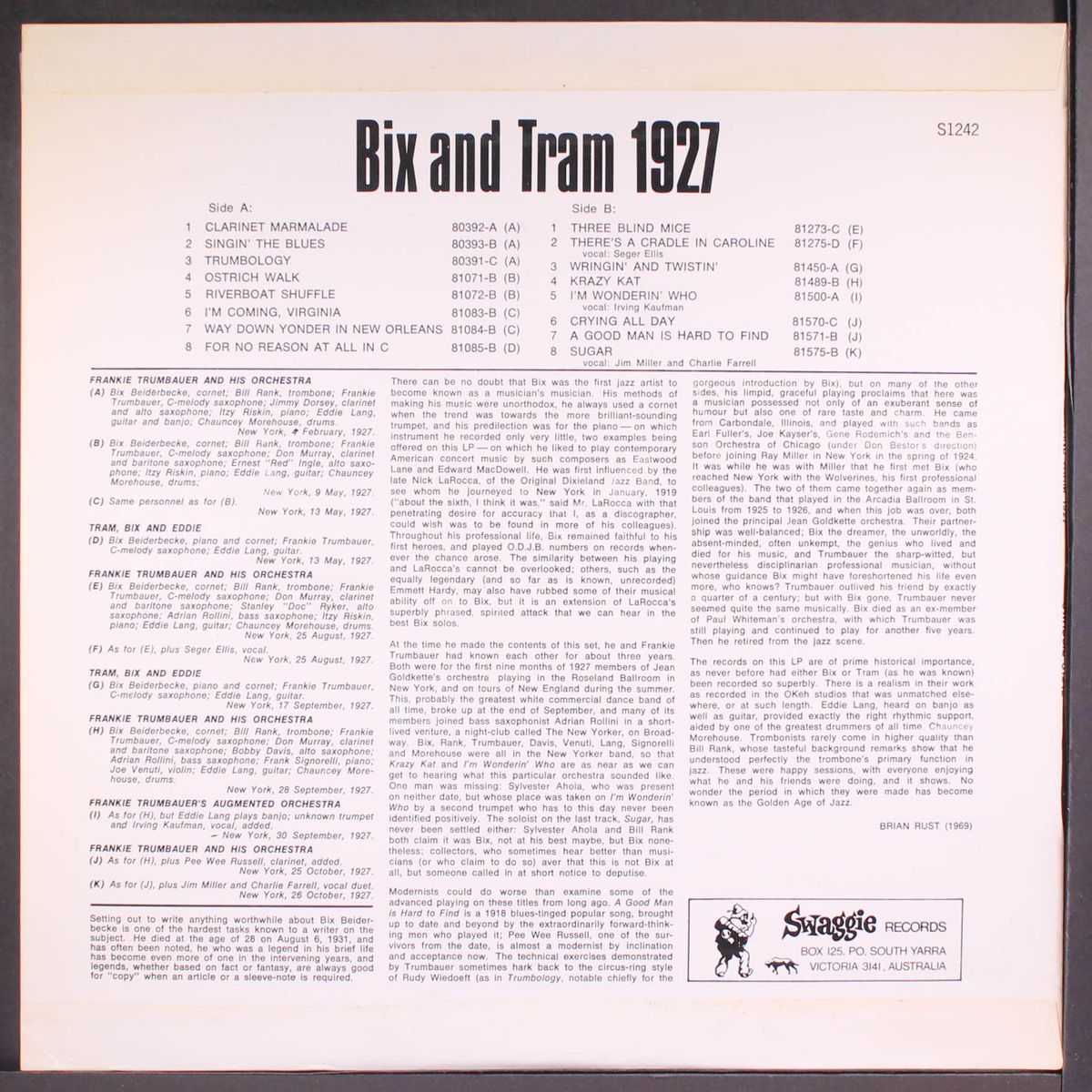 bix and tram 1927 by FRANKIE TRUMBAUER