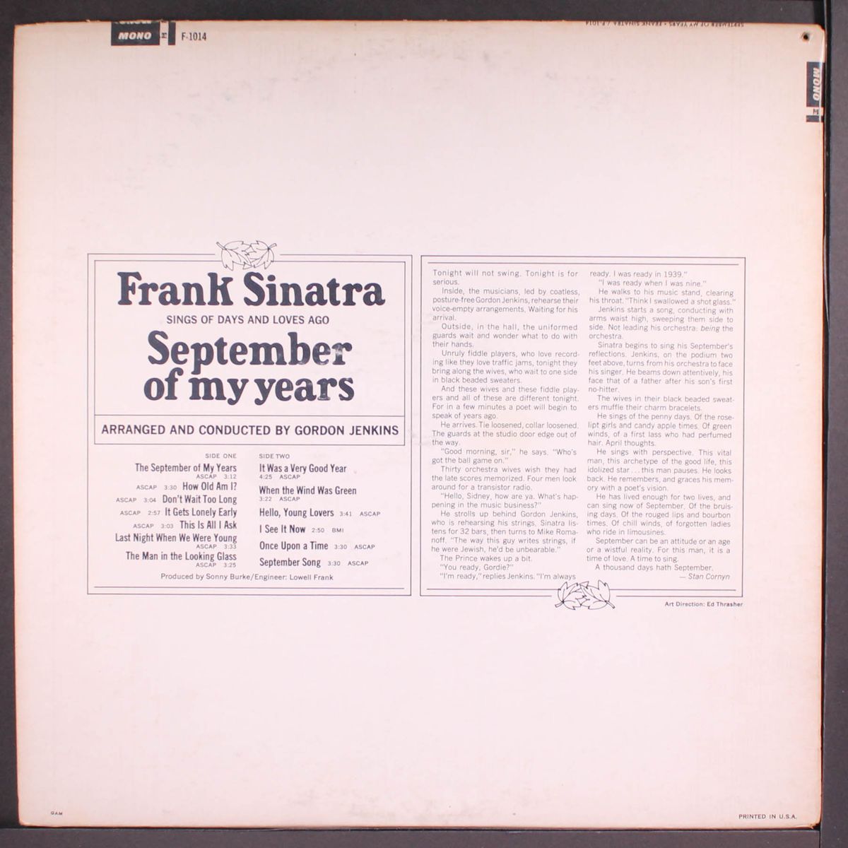 september of my years by FRANK SINATRA