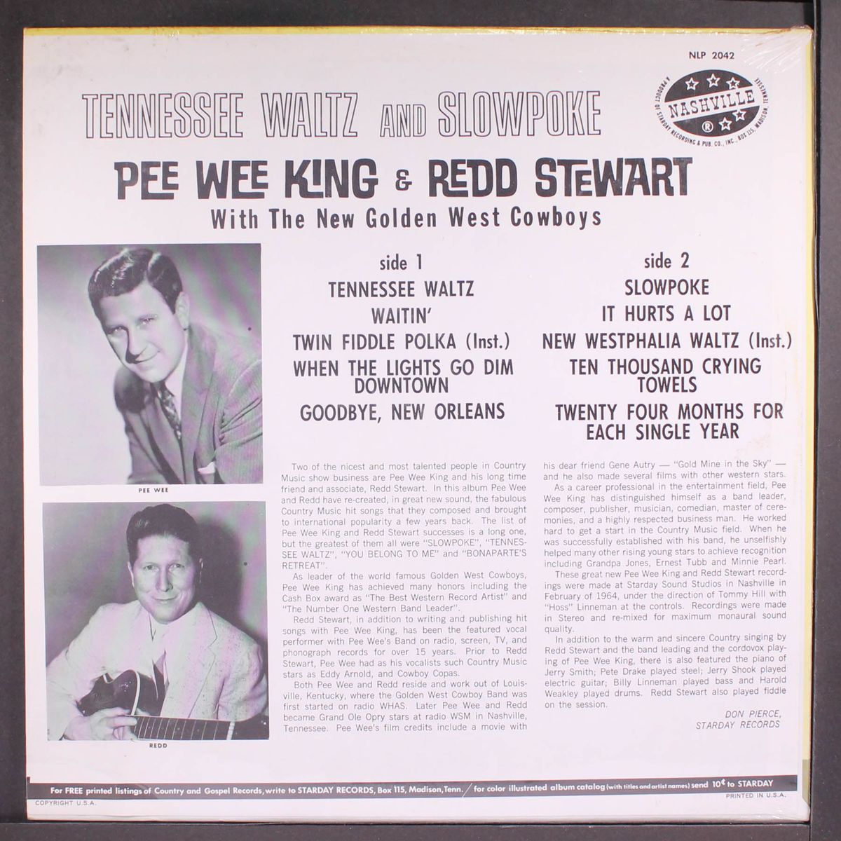 tennessee waltz & slowpoke by PEE WEE KING & REDD STEWART