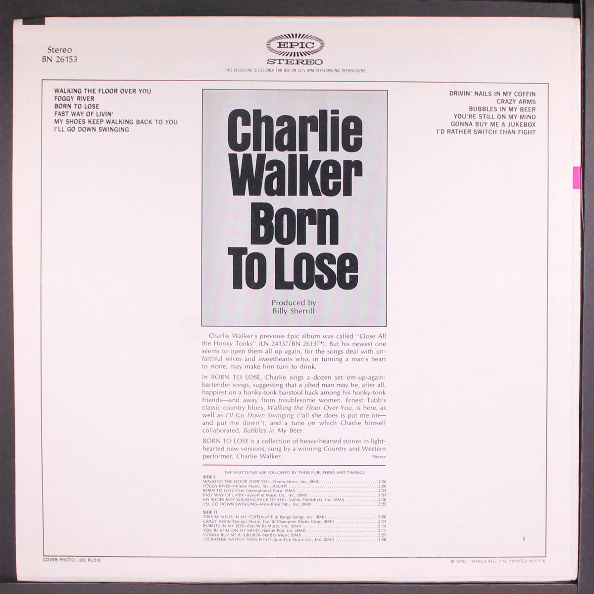 born to lose by CHARLIE WALKER