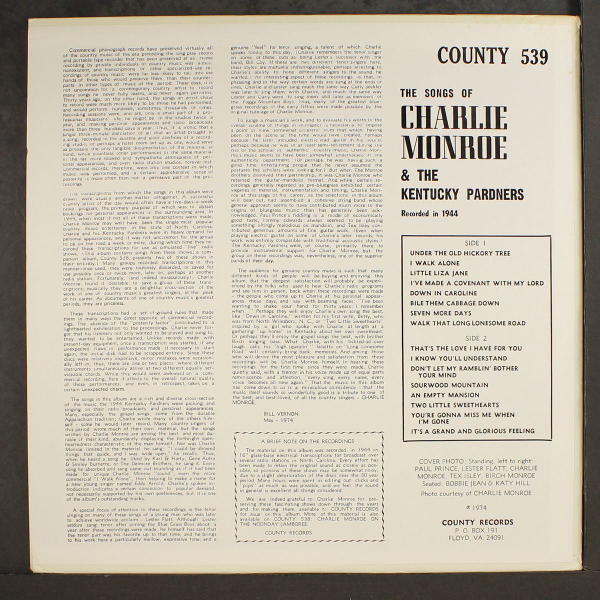 vintage radio recordings from 1944 by CHARLIE MONROE