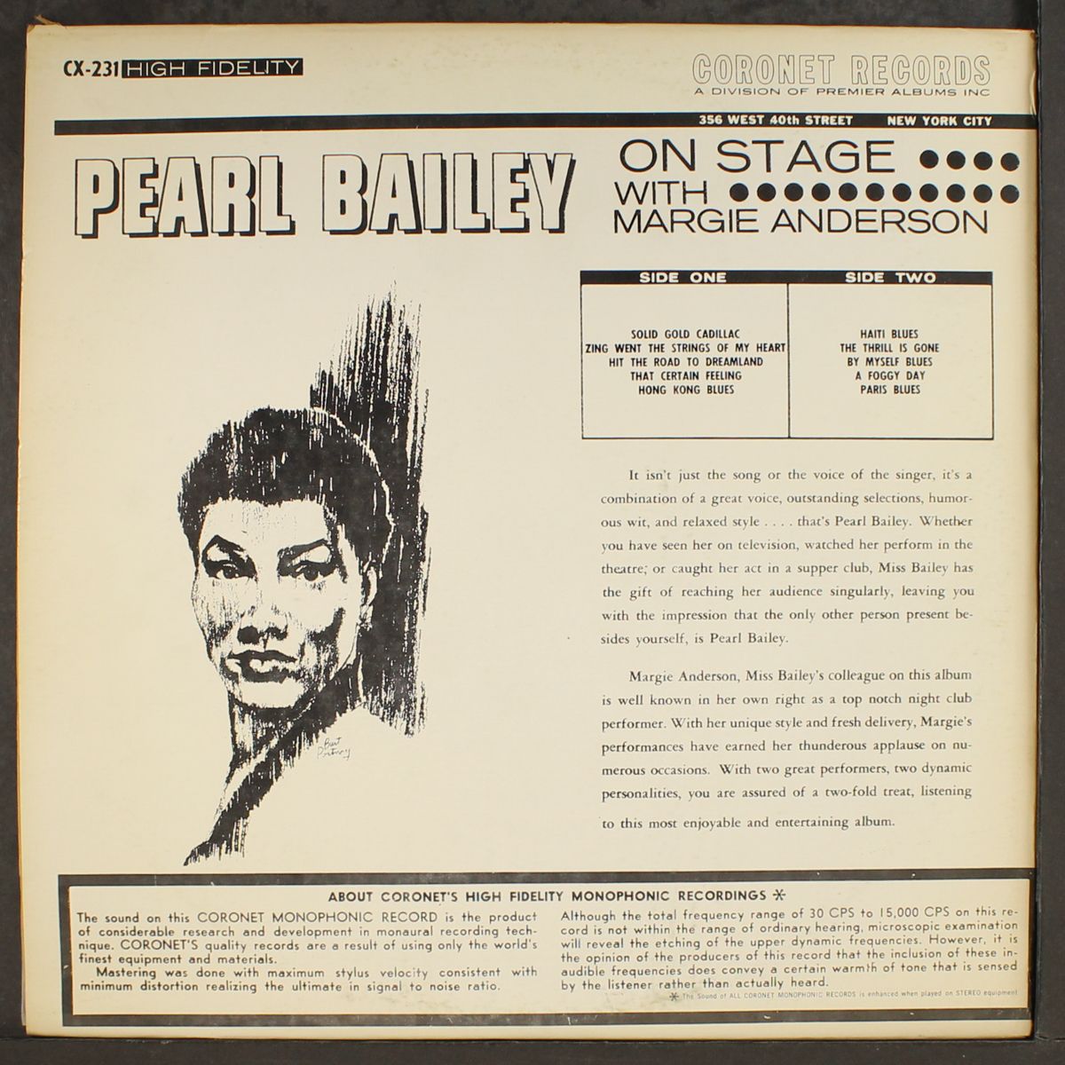on stage by PEARL BAILEY
