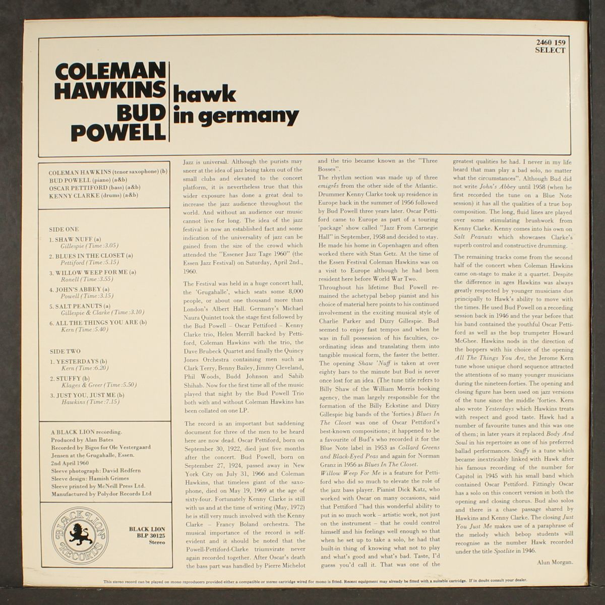 hawk in germany by COLEMAN HAWKINS & BUD POWELL