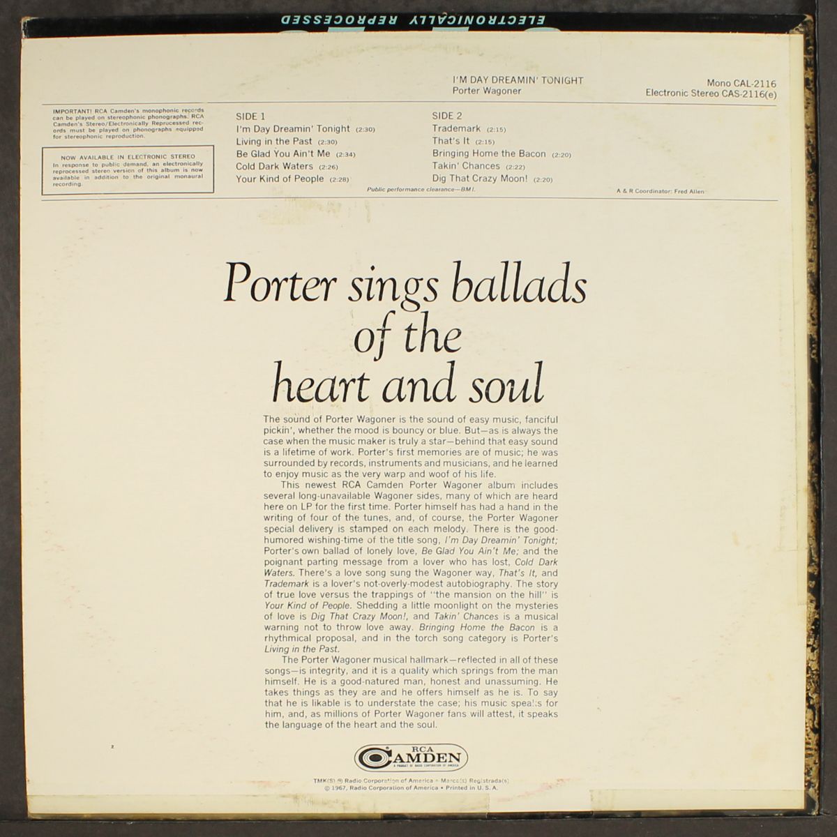 i'm day dreamin' tonight by PORTER WAGONER