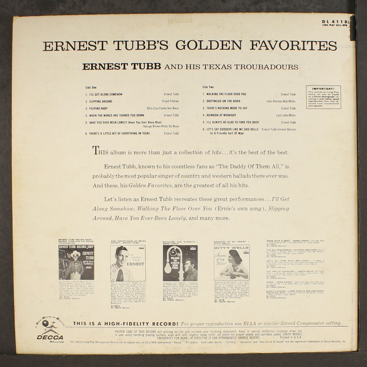 golden favorites by ERNEST TUBB