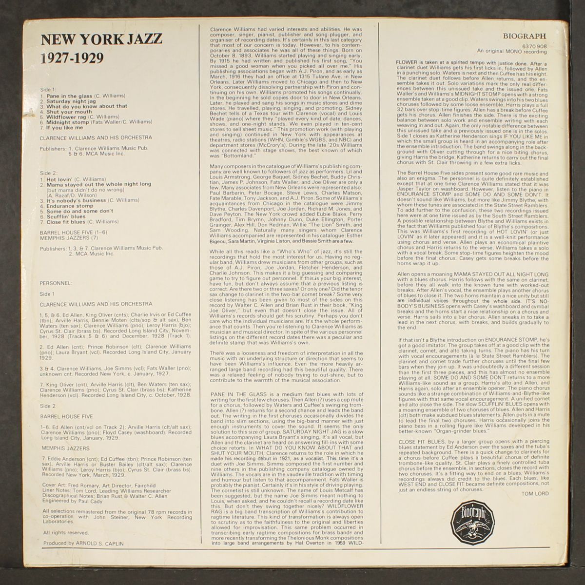 new york to chicago 1927-1929 by CLARENCE WILLIAMS