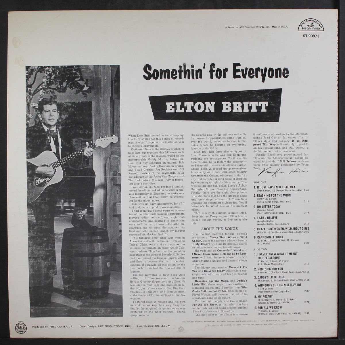 somethin' for everyone by ELTON BRITT