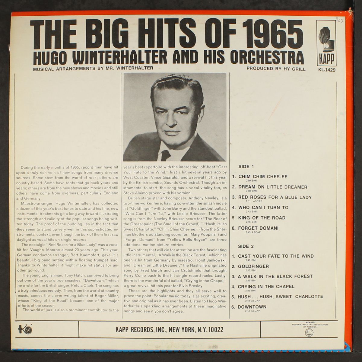 the big hits of 1965 by HUGO WINTERHALTER