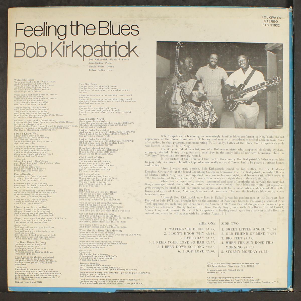 feeling the blues by BOB KIRKPATRICK