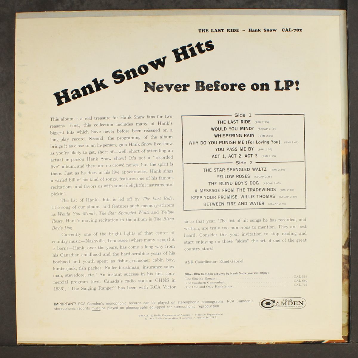 the last ride by HANK SNOW
