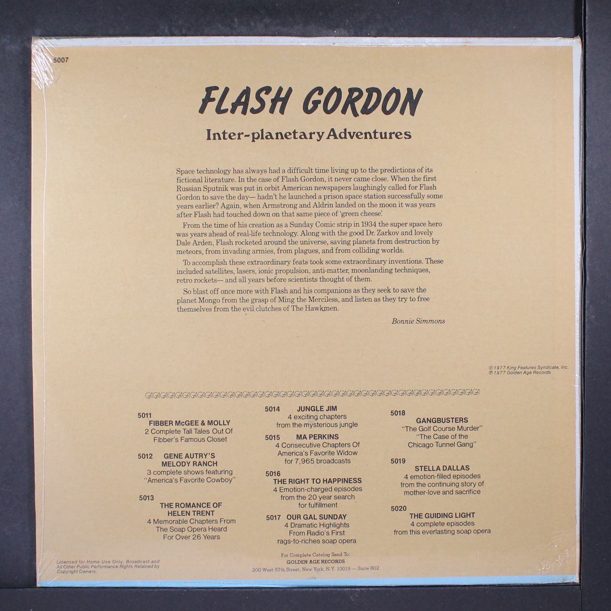 flash gordon, inter-planetary adventures by ORIGINAL RADIO BROADCAST