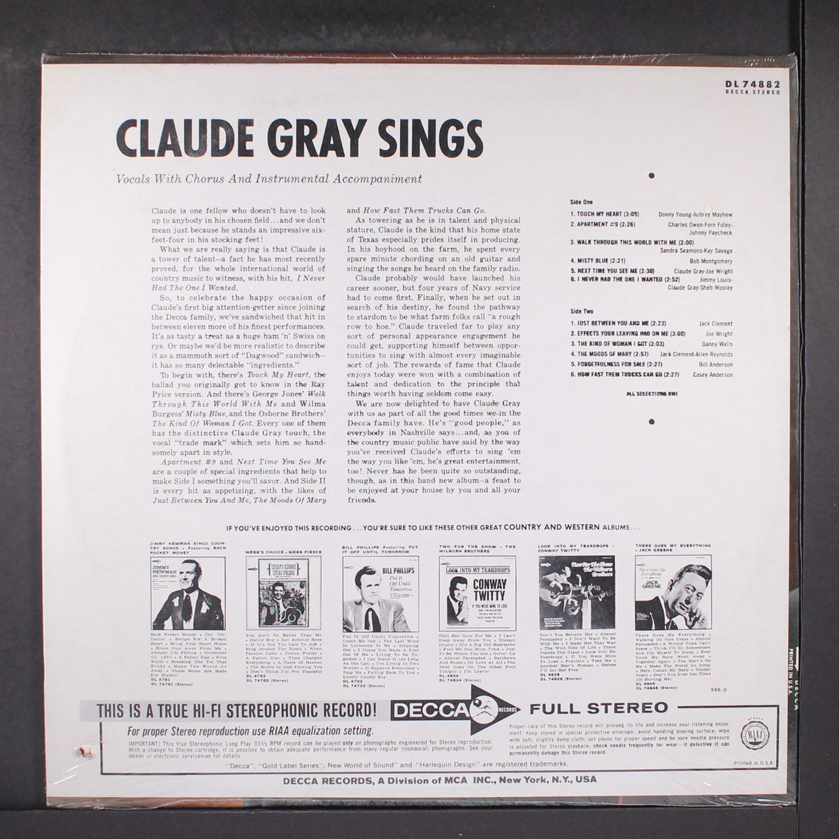 sings by CLAUDE GRAY