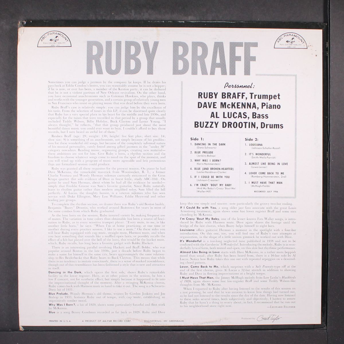 featuring dave mckenna by RUBY BRAFF