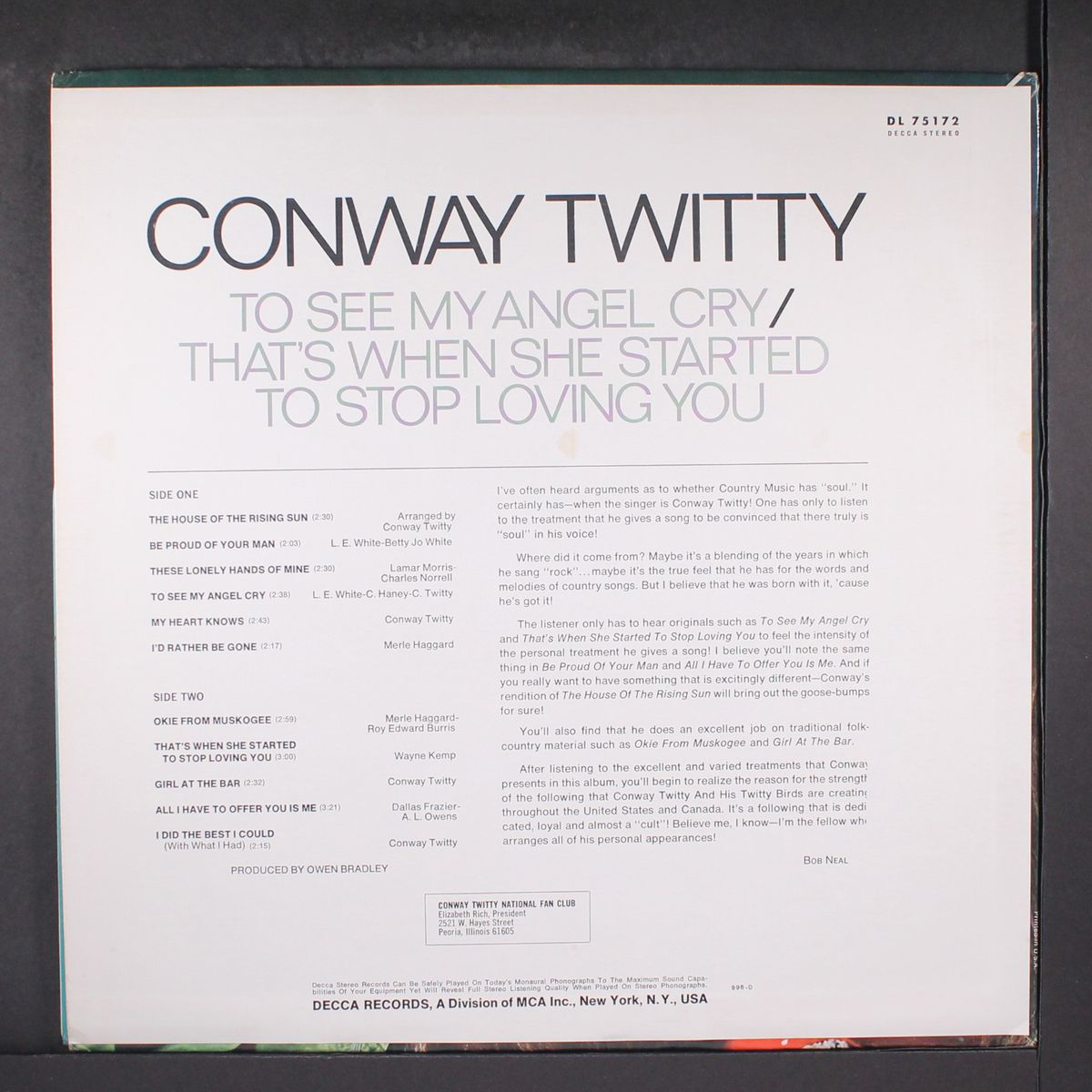 to see my angel cry by CONWAY TWITTY