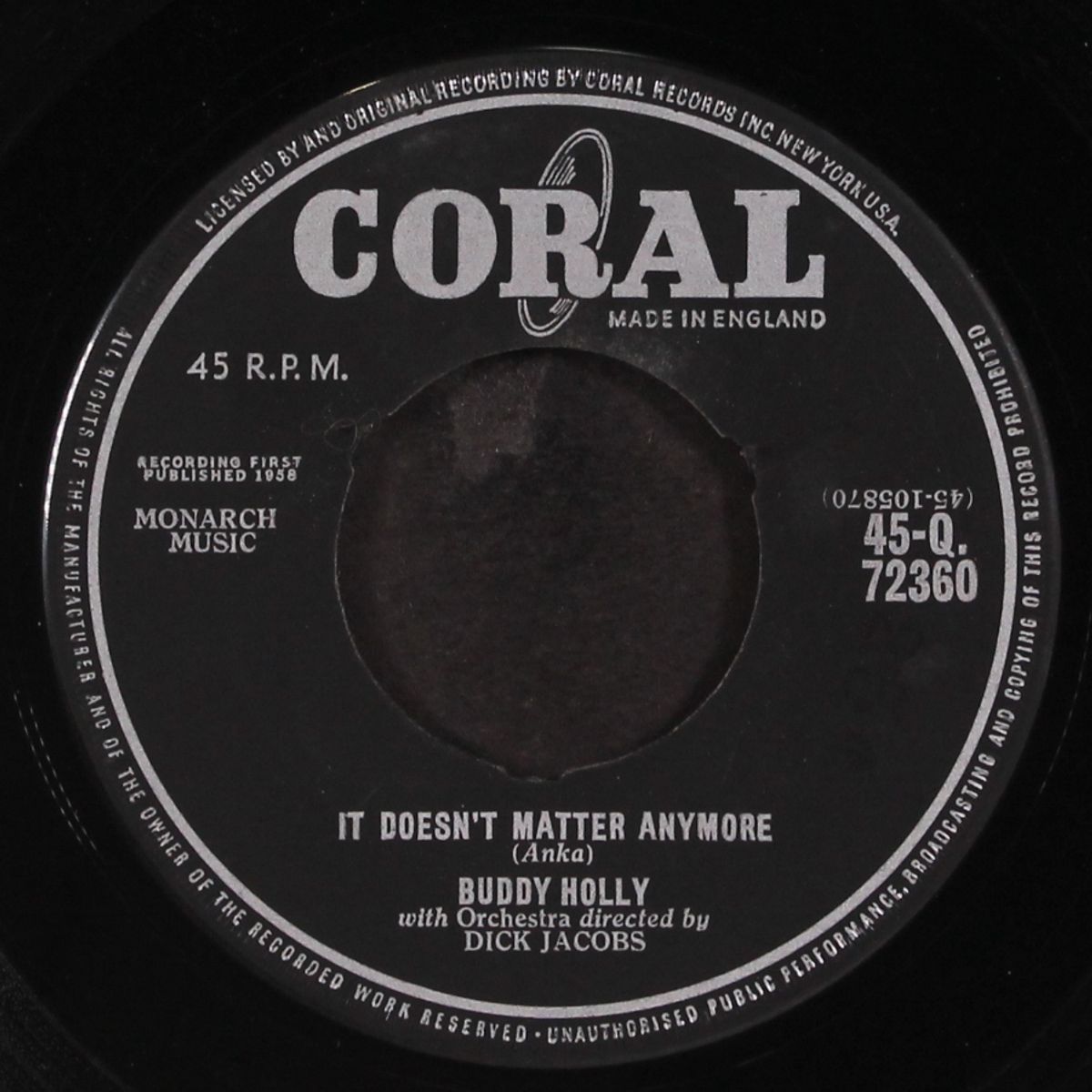 it doesn't matter anymore / raining in my heart by BUDDY HOLLY