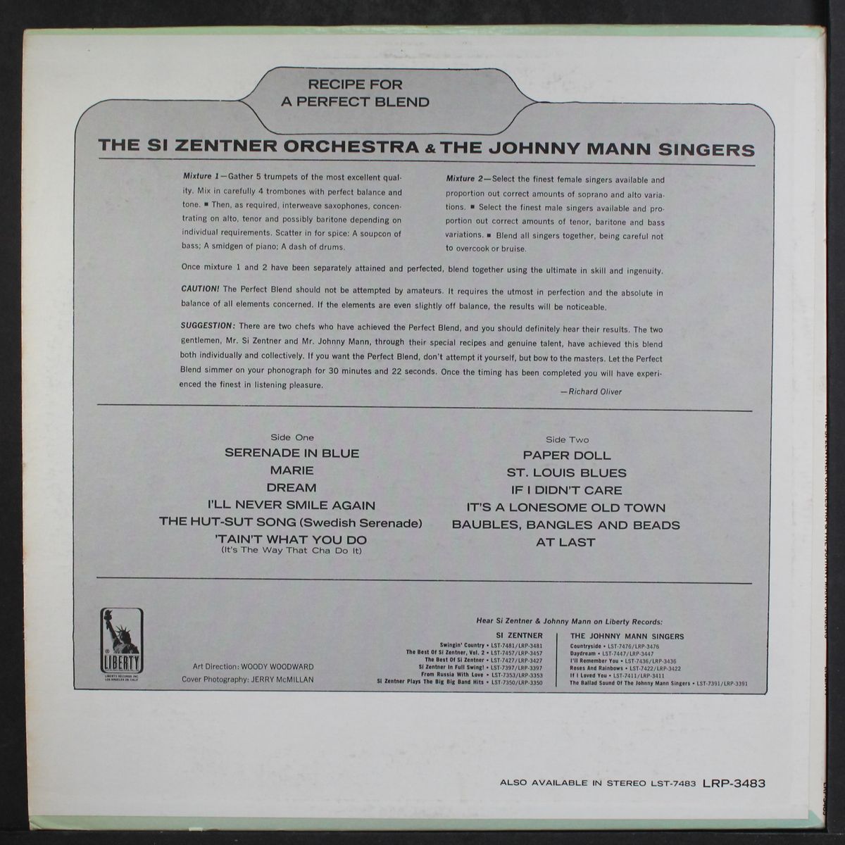 a perfect blend by SI ZENTNER & JOHNNY MANN SINGERS