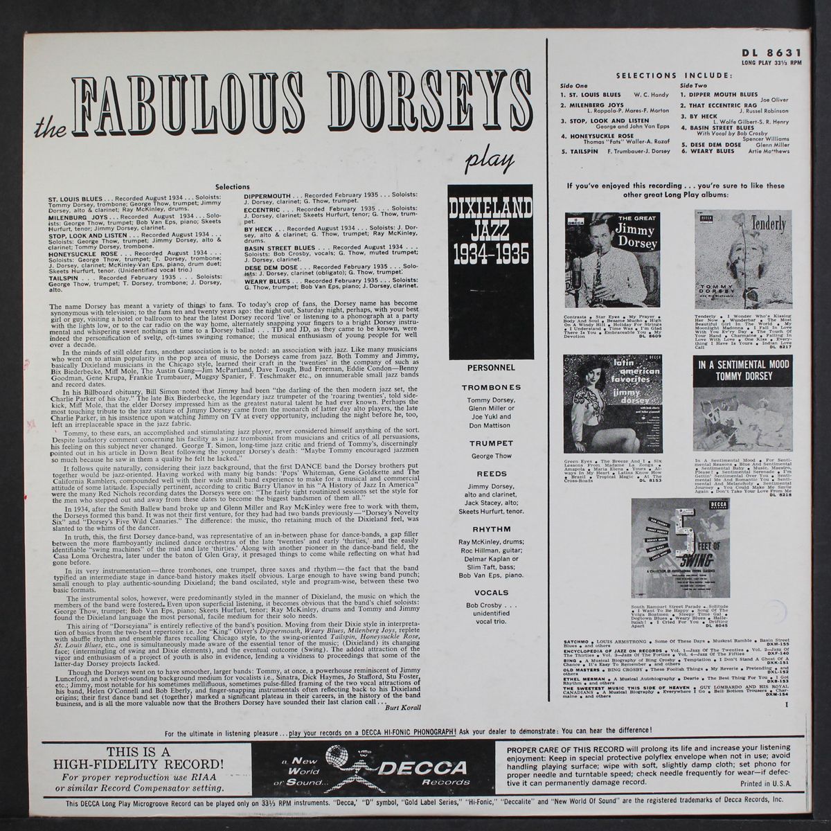 play dixieland jazz by TOMMY & JIMMY DORSEY