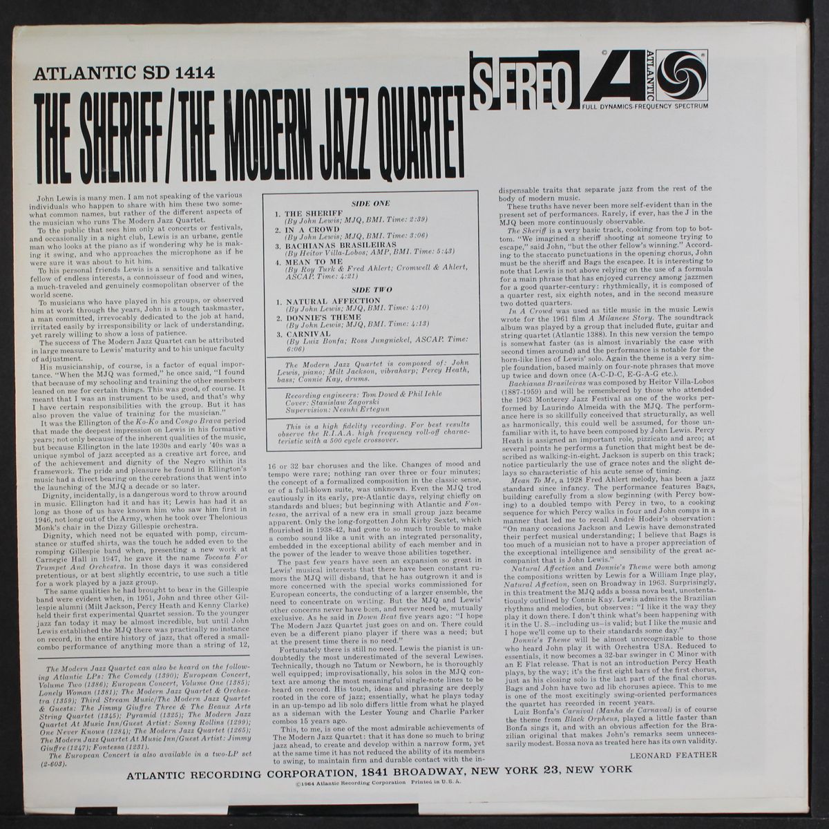 the sheriff by MODERN JAZZ QUARTET